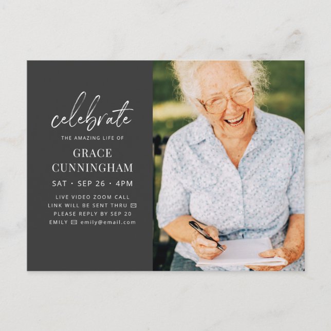 Cartão Postal De Convite Virtual Celebra a incrível imagem moderna da vida (Frente)