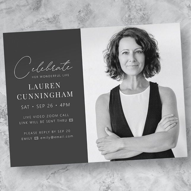 Cartão Postal De Convite Virtual Celebra Sua Vida Foto Simples Moderna (Criador carregado)