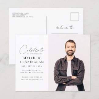 Cartão Postal De Convite Virtual Comemora Sua Foto Simples Moderna