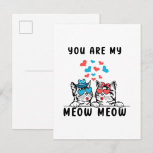 Cartão Postal De Convite Você É Meu Casal Gato Meow Meow Dia dos Namorados