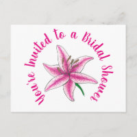 Você Está Convidado Flor de Lírio Rosa Chá de Noiv