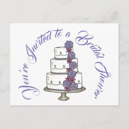 Cartão Postal De Convite Você está convidado para Bolo de Casamento Roxo Ch