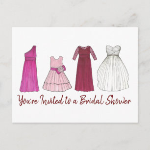 Cartão Postal De Convite Você está convidado para Festa de Noivado Vestidos