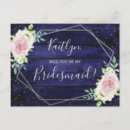 Cartão Postal De Convite Você Será A Minha Frame Geométrica Floral Da Bride