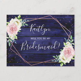 Cartão Postal De Convite Você Será A Minha Frame Geométrica Floral Da Bride