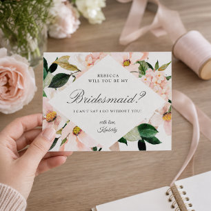 Cartão Postal De Convite Você Será Minha Bridesmaid Hydrangea Blush Floral