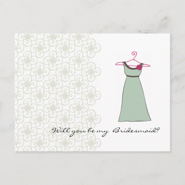 Cartão Postal De Convite Você será minha dama de Bridesmaid? Personalizável (Frente)