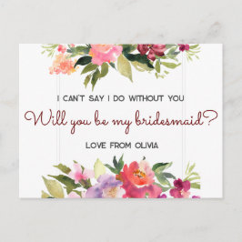 Cartão Postal De Convite Você será minha dama de honra? Editável