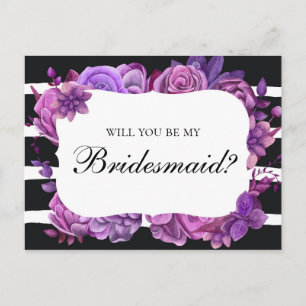 Cartão Postal De Convite Você será minha dama de honra. Flores de casamento