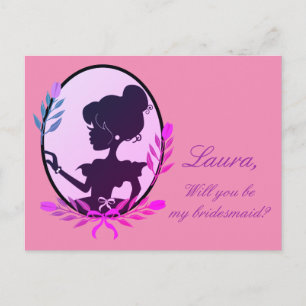 Cartão Postal De Convite Você será minha dama de honra? Roxo