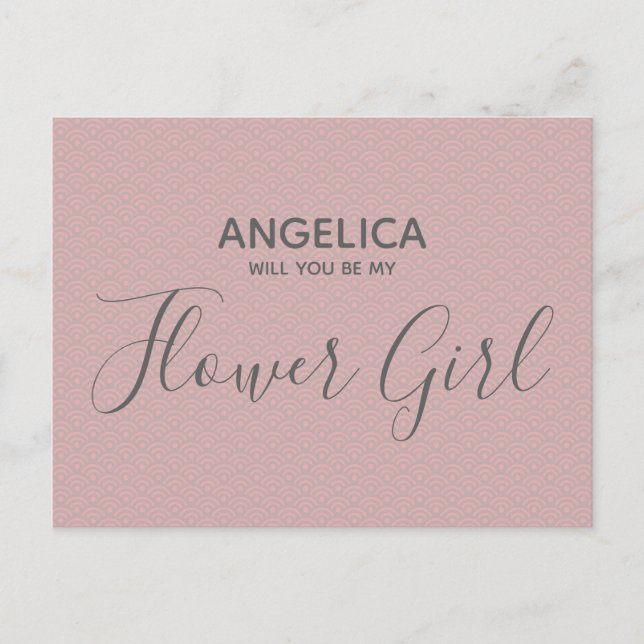 Cartão Postal De Convite Você será minha florista Bonito Pink Patterno? (Frente)