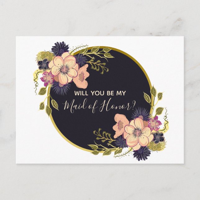 Cartão Postal De Convite Você Será Minha Madrinha de casamento? (Frente)