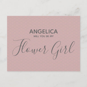 Cartão Postal De Convite Você será minha menina das flores Padrão Rosa Boni