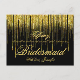 Cartão Postal De Convite Você Será Minha Porta-Voz? Ouro Confetti Glitter