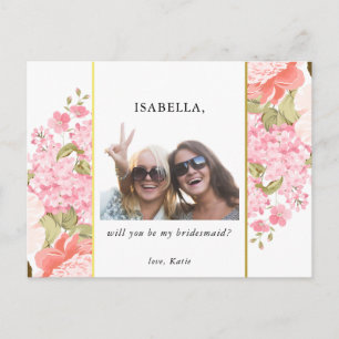 Cartão Postal De Convite Você Será Minha Porta-Vozes? Pêonias e Hydrangea