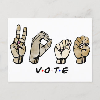 Cartão Postal De Convite Vote ASL
