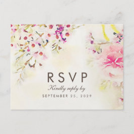 Cartão Postal De Convite Watercolor Floral Boho RSVP Postcard Medium Choice