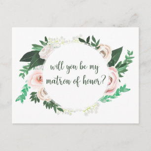 Cartão Postal De Convite Watercolor Floral, Você Será Meu Cartão De Honra D
