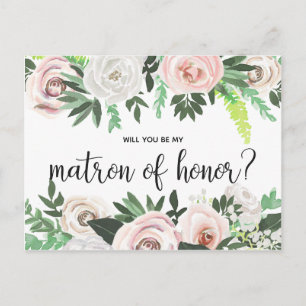 Cartão Postal De Convite Watercolor Floral, Você Será Meu Cartão De Honra D