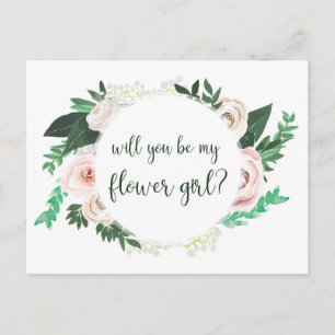 Cartão Postal De Convite Watercolor Floral, Você Será Meu Cartão De Menina