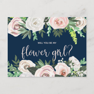 Cartão Postal De Convite Watercolor Floral, Você Será Meu Cartão De Menina 
