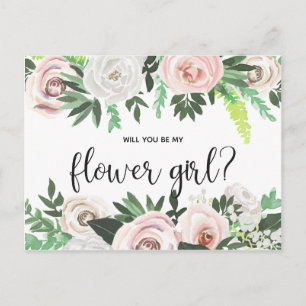 Cartão Postal De Convite Watercolor Floral, Você Será Meu Cartão De Menina 