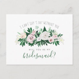 Cartão Postal De Convite Watercolor Floral Você Será Minha Placa De Bridesm
