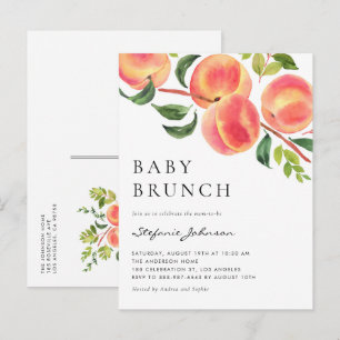 Cartão Postal De Convite Watercolor Paches Summer Baby Brunch