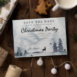 Cartão Postal De Convite Watercolor Winter Mountain Christmas Salvar data<br><div class="desc">Rustic salve os cartões postais da festa de festas com uma cena de montanha de inverno nevado com vida selvagem silhueta e um modelo de festas de festas de festas que é fácil de personalizar. Os convites correspondentes estão disponíveis.</div>