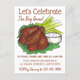 Cartão Postal De Convite Wings celebram o grande partido de futebol america