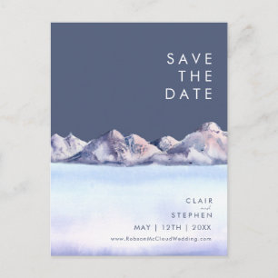 Cartão Postal De Convite Winter Mountain Night Save The Date Postcard