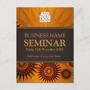 Cartão Postal De Convite Workshop de Seminário de Negócios da Sun do Ouro