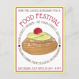 Cartão Postal De Convite Zeppole Paistry italiano Comida da Sicília