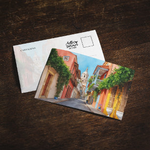 Cartão postal de cor d'água Cartagena Colombia