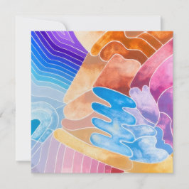 Cartão-postal de cor d'água com forma de abstrato