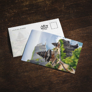 Cartão postal de cor d'água do Templo Uluwatu da B