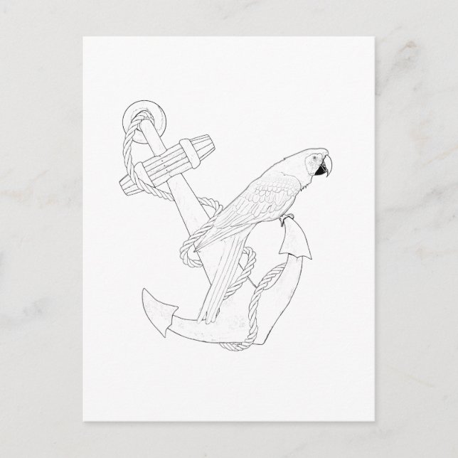Cartão postal de cor para adultos de papagaio náut (Frente)
