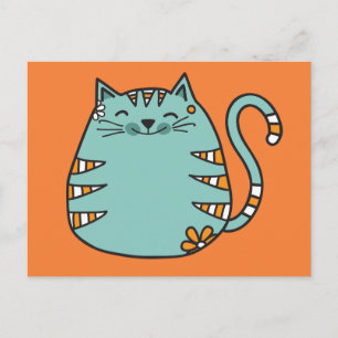 Cartão postal de cor personalizado para gatos feli