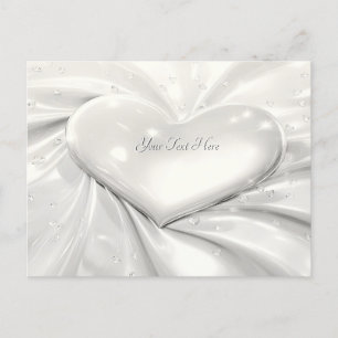 Cartão postal de coração de creme branco elegante