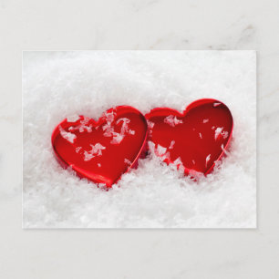 Cartão postal de Corações de Amor na Neve