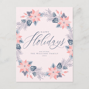 Cartão postal de Coroa de Poinsettia Rosa de Boas