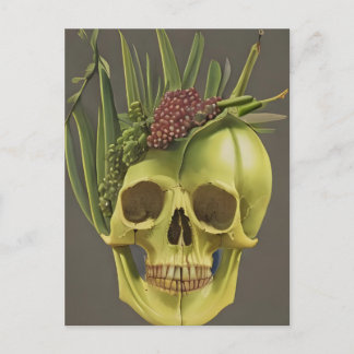 Cartão Postal de Crânio Vitoriano, Aloe e Uvas