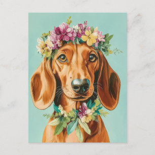 Cartão Postal de Dachshund em Aquarela
