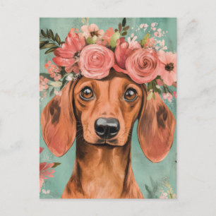 Cartão Postal de Dachshund em Aquarela
