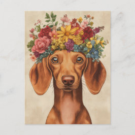 Cartão Postal de Dachshund em Aquarela