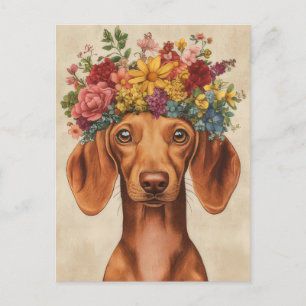 Cartão Postal de Dachshund em Aquarela