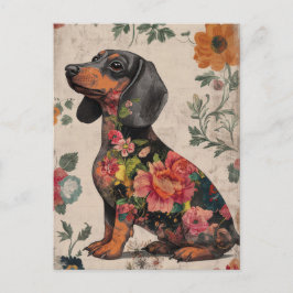 Cartão Postal de Dachshund em Aquarela
