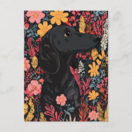 Cartão postal de dachshund em aquarela