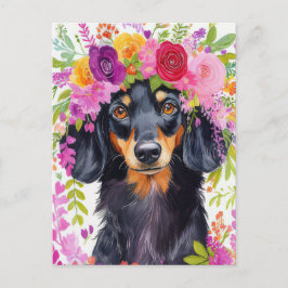 Cartão Postal de Dachshund em Aquarela