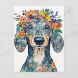 Cartão Postal de Dachshund em Aquarela